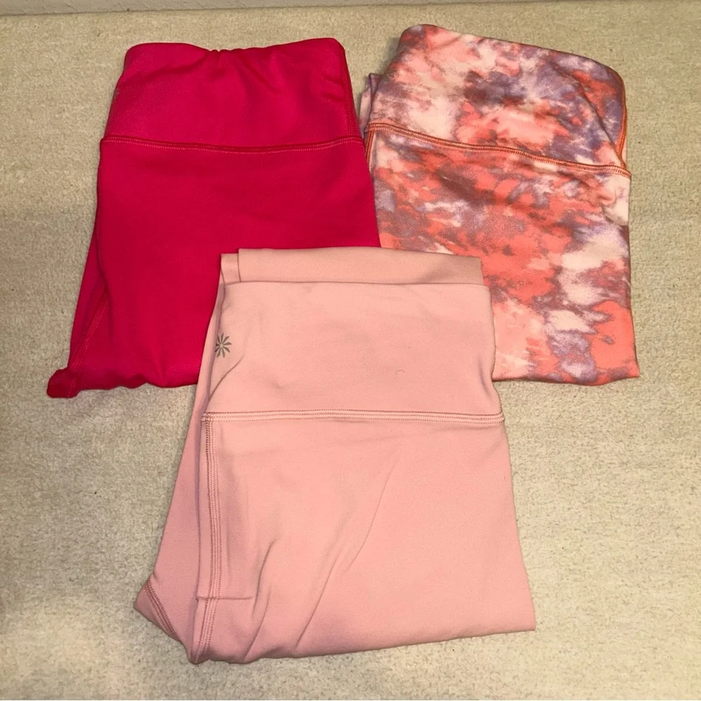 Bundle Athleta Girl High‎ Rise Powervita chit chat tight Leggings Pink XXL/16